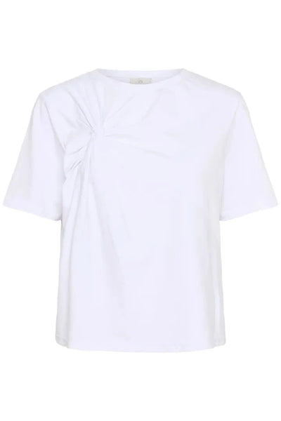 CREW NECK WHITE T SHIRT WITH NECK LINE TIE T-Shirt Kaffe 