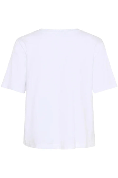 CREW NECK WHITE T SHIRT WITH NECK LINE TIE T-Shirt Kaffe 