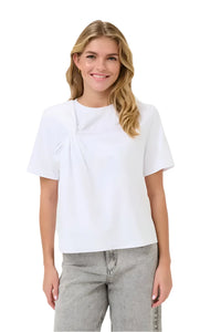 CREW NECK WHITE T SHIRT WITH NECK LINE TIE T-Shirt Kaffe XS White 