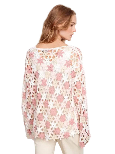 CROCHET FLOWER OPEN KNIT TOP Top Charlie B 