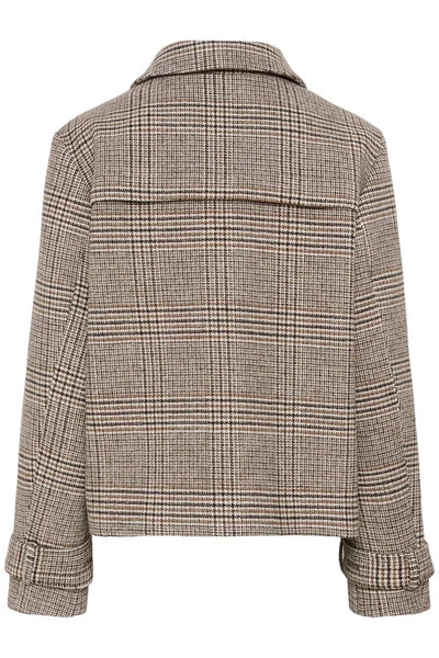 CROP GREY PLAID JACKET Jacket CREAM 