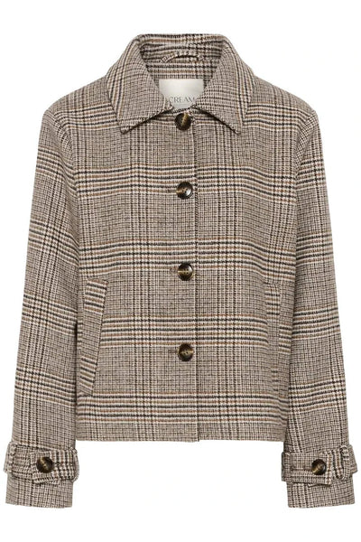 CROP GREY PLAID JACKET Jacket CREAM 