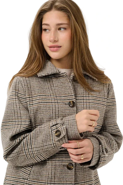 CROP GREY PLAID JACKET Jacket CREAM 