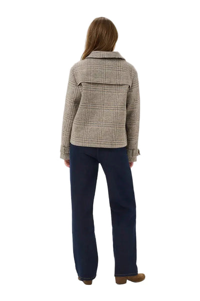 CROP GREY PLAID JACKET Jacket CREAM 