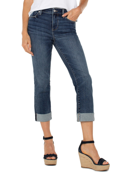 CROP WIDE ROLLED CUFF JEAN Jeans Liverpool 0 Wells Blue 