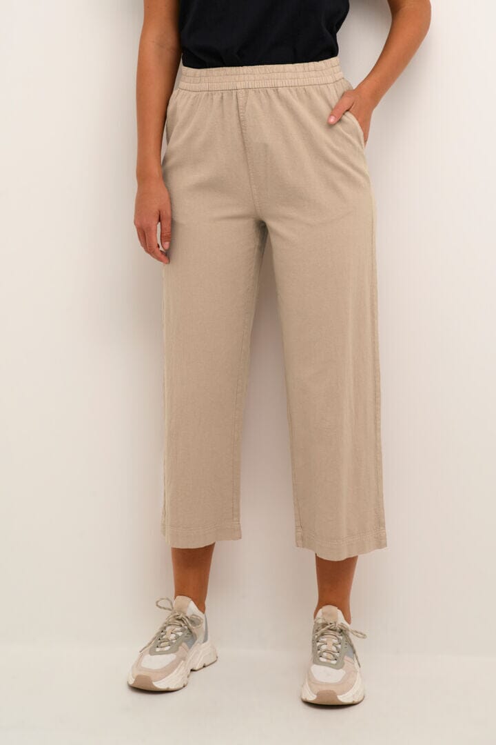 CROPPED BEIGE COTTON PANT Pant Kaffe 