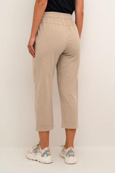 CROPPED BEIGE COTTON PANT Pant Kaffe 