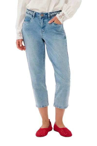 CROPPED DENIM JEAN Pants CREAM 26 Denim Blue 