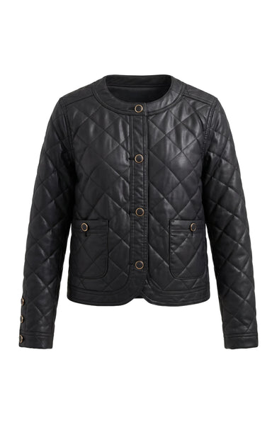 CROPPED QUILTED COLLARLESS BLACK JACKET Jacket Liverpool 