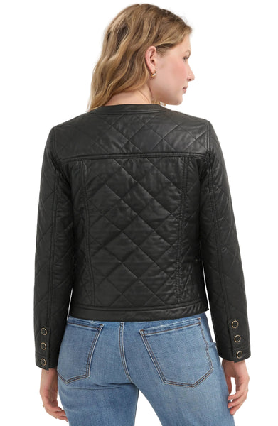 CROPPED QUILTED COLLARLESS BLACK JACKET Jacket Liverpool 