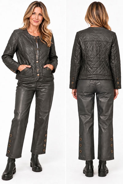 CROPPED QUILTED COLLARLESS BLACK JACKET Jacket Liverpool 