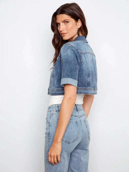 CROPPED SHORT SLEEVE DENIM JACKET Jacket Charlie B 