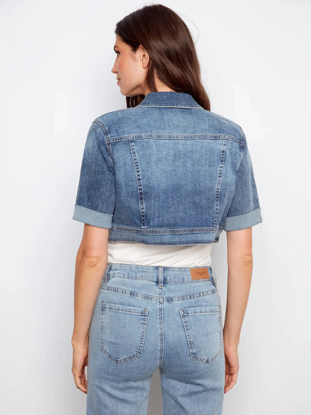 CROPPED SHORT SLEEVE DENIM JACKET Jacket Charlie B 