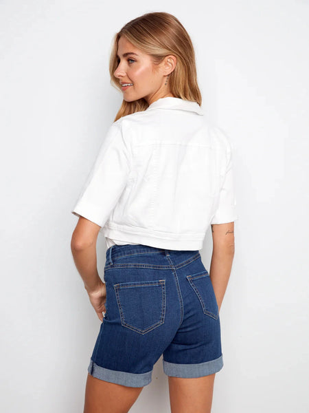 CROPPED SHORT SLEEVE DENIM JACKET Jacket Charlie B 