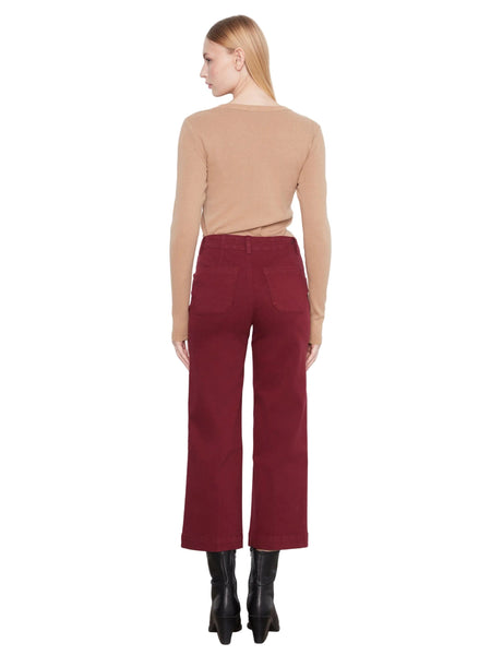 CROPPED WIDE LEG MERLOT TWILL PANTS WITH PATCH POCKETS Jeans Charlie B. 