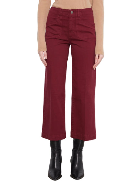 CROPPED WIDE LEG MERLOT TWILL PANTS WITH PATCH POCKETS Jeans Charlie B. 
