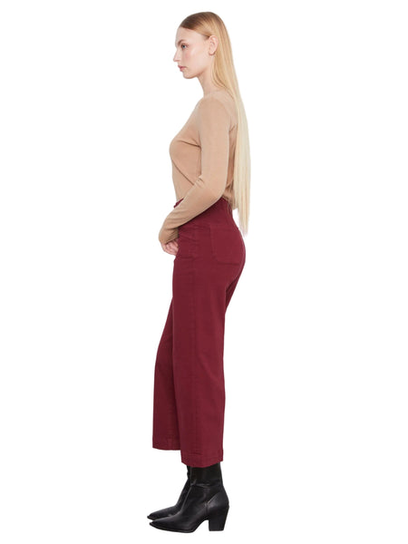 CROPPED WIDE LEG MERLOT TWILL PANTS WITH PATCH POCKETS Jeans Charlie B. 