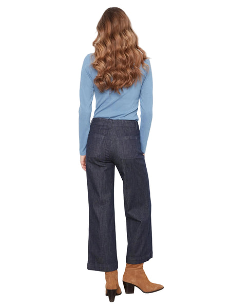 CROPPED WIDE LEG STRETCH DENIM PANTS WITH PATCH POCKETS Jeans Charlie B. 