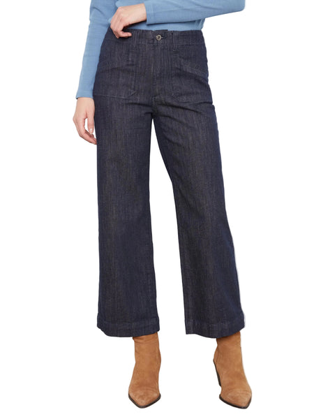 CROPPED WIDE LEG STRETCH DENIM PANTS WITH PATCH POCKETS Jeans Charlie B. 