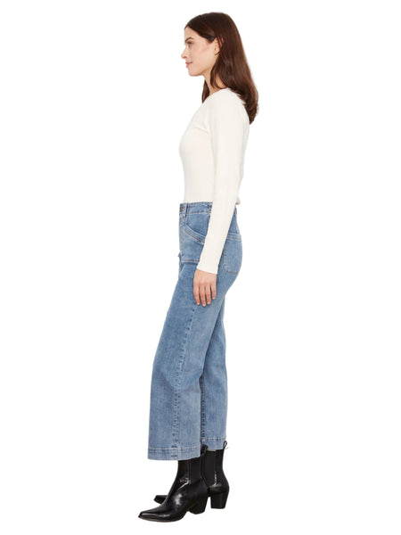 CROPPED WIDE LEG STRETCH DENIM PANTS WITH PATCH POCKETS Jeans Charlie B. 