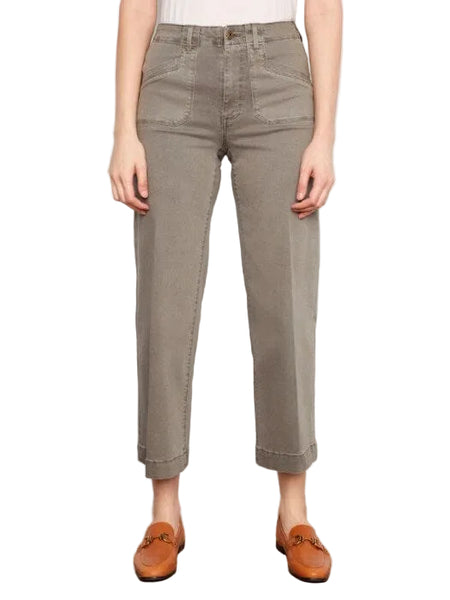 CROPPED WIDE LEG TWILL PANTS WITH PATCH POCKETS Pants Charlie B 2 Sage 153 