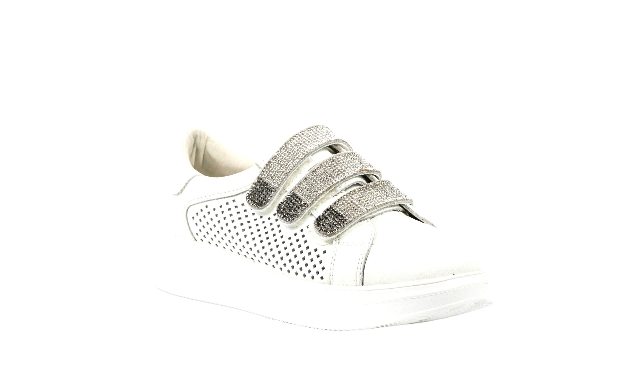 CRYSTAL VELCRO BLING WHITE RUNNERS Shoes Little Empress 36 White 