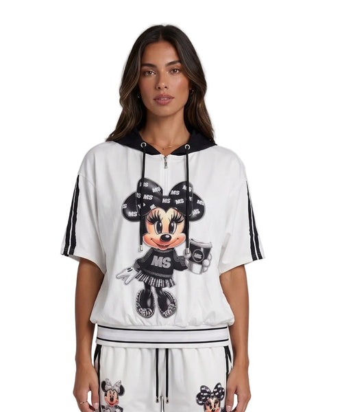 CUTE CHARACTER HOODY TOP WITH ELASTIC WAIST PANT SET Pants Made In Italy 