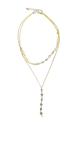 DAINTY GOLD CLOVER DROP NECKLACE Necklaces FashionWear Collection Gold 