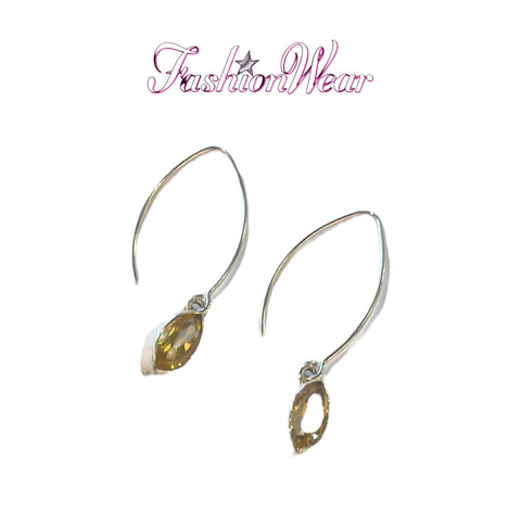 DAINTY HOOP TOPAZ CRYSTAL DROP EARRINGS Earrings FashionWear Collection Light Topaz 