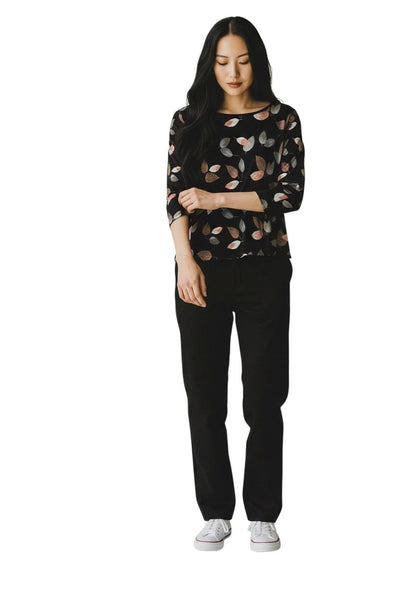 DAINTY LEAF FALLING PRINT TOP Top Bali 