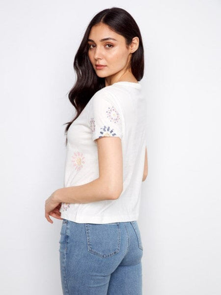 DAISY EMBROIDERED FRONT ORGANIC COTTON TOP T Shirts & Tops Charlie B 