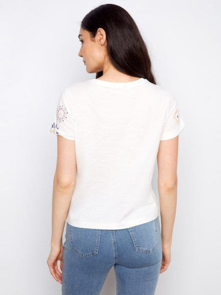 DAISY EMBROIDERED FRONT ORGANIC COTTON TOP T Shirts & Tops Charlie B 