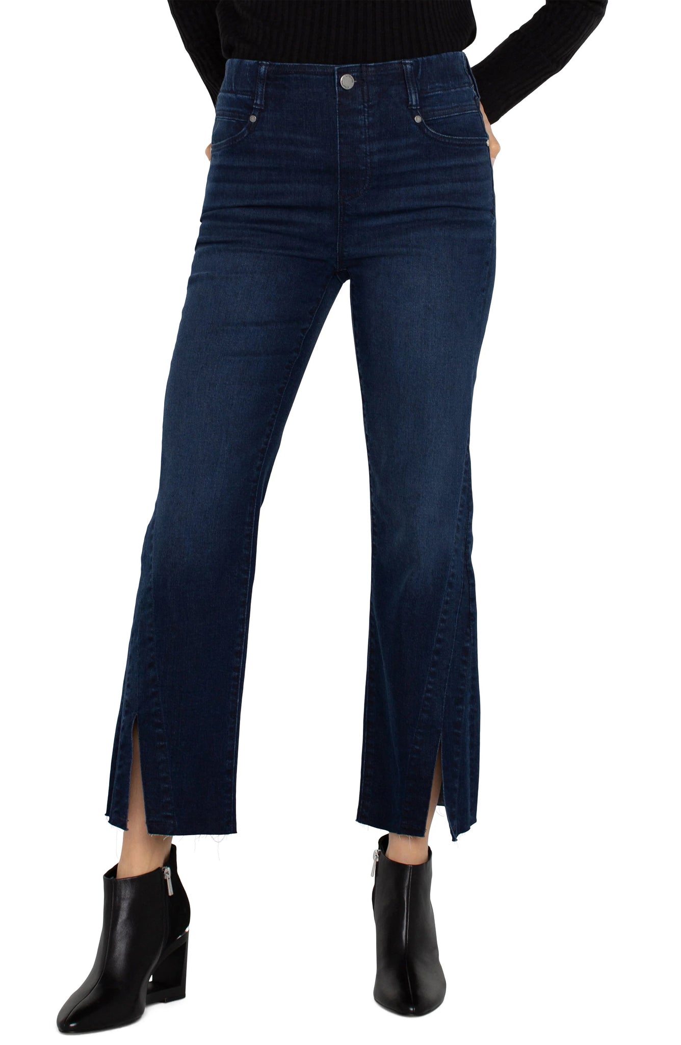 DARK BLUE CROP FLARE GIA GLIDER WITH FRONT SLIT JEAN Jeans Liverpool 