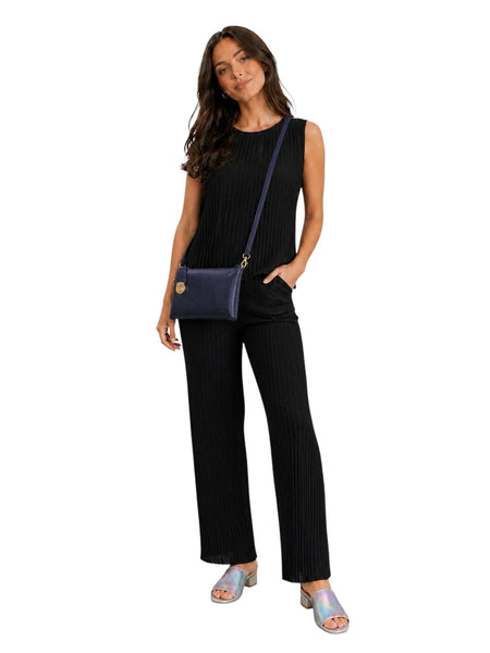 DARK BLUE CROSSBODY BAG WITH MULTI POCKETS & REMOVABLE ADJUSTABLE STRAP Handbag FashionWear Collection 