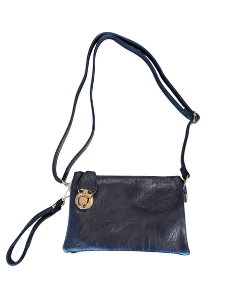 DARK BLUE CROSSBODY BAG WITH MULTI POCKETS & REMOVABLE ADJUSTABLE STRAP Handbag FashionWear Collection 