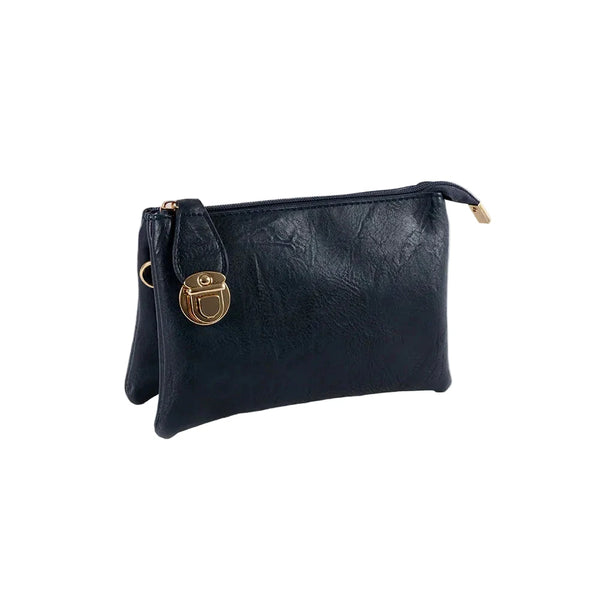 DARK BLUE CROSSBODY BAG WITH MULTI POCKETS & REMOVABLE ADJUSTABLE STRAP Handbag FashionWear Collection OS Dark Blue 