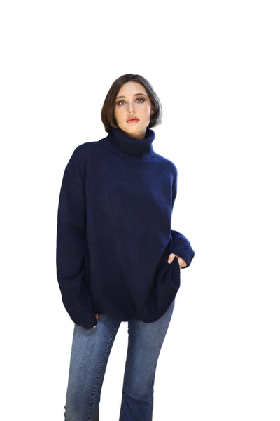 DARK NAVY DOG WALKER COZY CHUNKY COWL NECK SWEATER SWEATER Eco Verde 