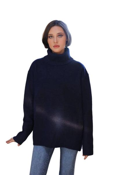 DARK NAVY DOG WALKER COZY CHUNKY COWL NECK SWEATER SWEATER Eco Verde O/S Dark Navy 