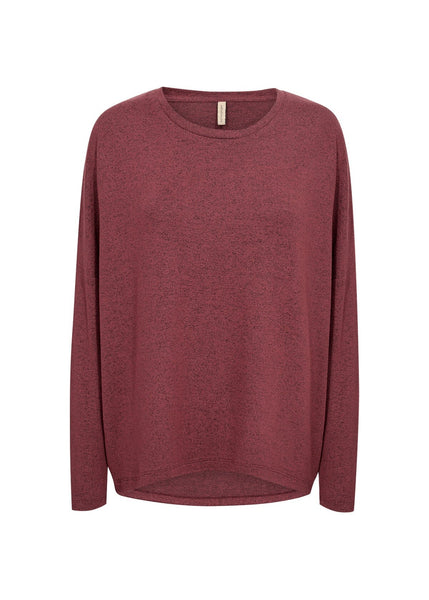 DEEP BURGUNDY ULTRA SOFT DROP SLEEVE COZY TOP SWEATER SOYA CONCEPT 