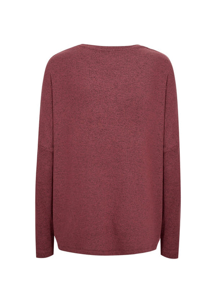DEEP BURGUNDY ULTRA SOFT DROP SLEEVE COZY TOP SWEATER SOYA CONCEPT 