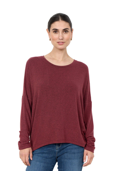 DEEP BURGUNDY ULTRA SOFT DROP SLEEVE COZY TOP SWEATER SOYA CONCEPT XS Deep Burgundy 