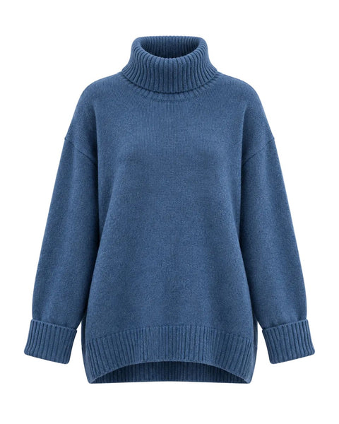 DENIM BLUE DOG WALKER COZY CHUNKY SWEATER SWEATER Eco Verde 