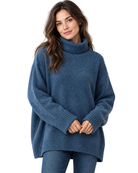 DENIM BLUE DOG WALKER COZY CHUNKY SWEATER SWEATER Eco Verde O/S Denim Blue 