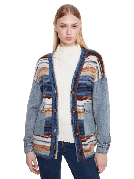 DENIM COMBO SPACE DYE CARDIGAN Cardigan Charlie B XS Lake Tahoe 