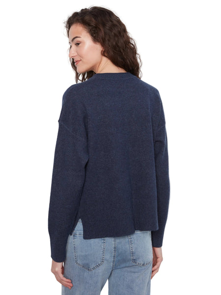 DENIM CREW NECK CROPPED SWEATER WITH FRONT POCKET SWEATER Charlie B 
