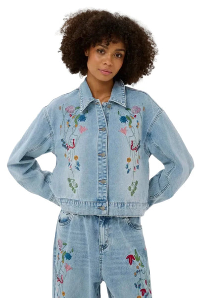 DENIM CROP EMBROIDERED JACKET Blazer CULTURE 