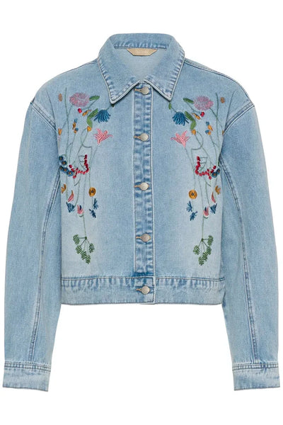 DENIM CROP EMBROIDERED JACKET Blazer CULTURE 