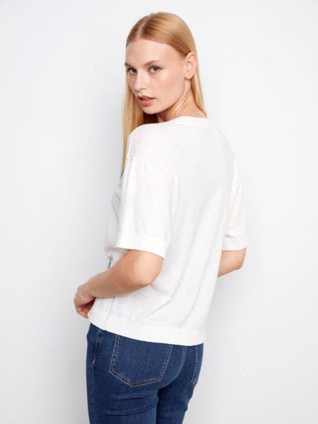 DENIM HEART PATCH SHORT SLEEVE TOP Shirts & Tops Charlie B 