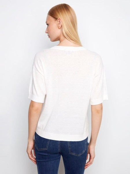 DENIM HEART PATCH SHORT SLEEVE TOP Shirts & Tops Charlie B 