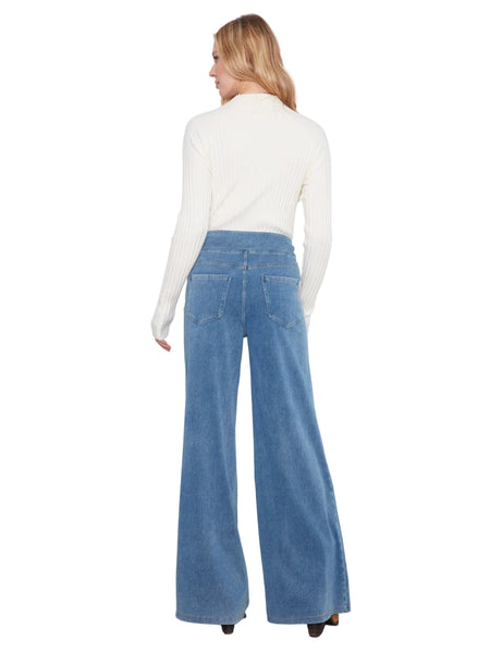 DENIM PULL ON WIDE LEG PANTS Pant Charlie B. 